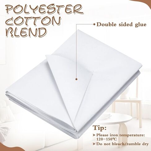 Tegeme 45" x 120" Premium Double Sided Fusible Quilting for Batting, Adhesive Fusible Cotton Blend Multipurpose Sewing Batting for Bedspreads Interior Decoration Crafts in Saudi Arabia