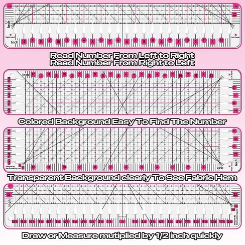 Quilting Ruler |12.5x12.5 Inch Slotted Quilting Ruler for Fabric Cutting, Sewing & Patchwork | Acrylic Quilt Ruler with Measurement in Saudi Arabia