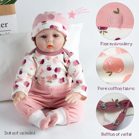 Reborn Baby Doll Clothes Girl Outfit Accessories for 17-22 Inch Reborn Dolls Baby Girl Doll Clothes 4pcs Set in Saudi Arabia