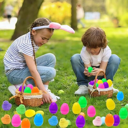 12 Pcs Easter LED Light-Up Puffer Chick Toys with Colorful Eggs | Reusable Sensory Fidget Stress Relief Toys for Kids Adults | Easter Basket Stuffers Fillers, Party Favors, Classroom Prizes in Saudi Arabia