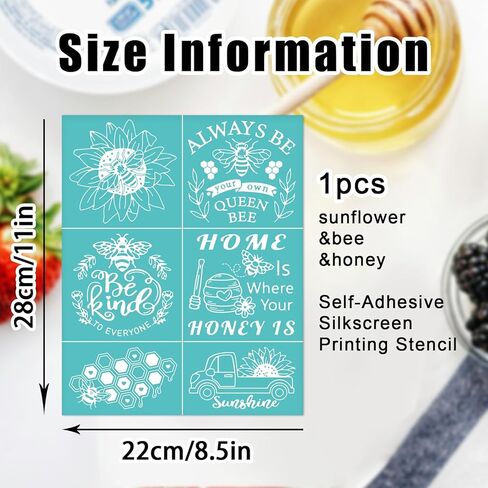Bee Pattern Silk Screen Stencils Reusable Self Adhesive Stencils for Home Decor Wooden Boards Cups Shirts Walls Painting DIY Design in Saudi Arabia