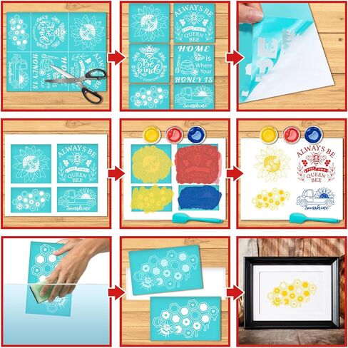 Bee Pattern Silk Screen Stencils Reusable Self Adhesive Stencils for Home Decor Wooden Boards Cups Shirts Walls Painting DIY Design in Saudi Arabia