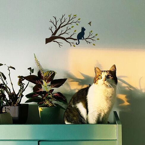 استنسل أشجار FINGERINSPIRE مع فرشاة 29.7 × 21 سم / 11.7 × 8.3 بوصة استنسل رسم للقطط قابل لإعادة الاستخدام على شكل طيور الحيوانات الأليفة، قالب تزيين على شكل حيوان للرسم على أثاث الأرضيات الخشبية in Kuwait