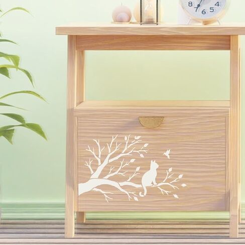 استنسل أشجار FINGERINSPIRE مع فرشاة 29.7 × 21 سم / 11.7 × 8.3 بوصة استنسل رسم للقطط قابل لإعادة الاستخدام على شكل طيور الحيوانات الأليفة، قالب تزيين على شكل حيوان للرسم على أثاث الأرضيات الخشبية in Kuwait