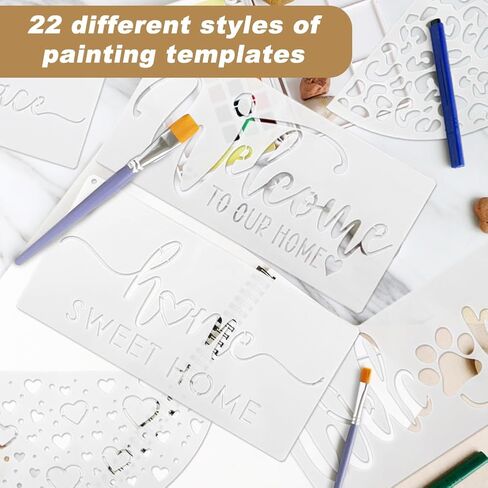 22 Pcs Welcome Stencils for Painting on Wood Doormat, 11.81'' Labor Day Large Welcome Letters Stencils, Half Round for Door Mats Furniture Sign Canvas DIY in Kuwait