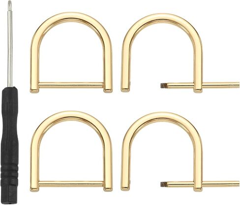 PATIKIL 1 Inch D-Rings Screw in Shackle, 4 Pcs Horseshoe Clasp U Shape D Rings with Screwdriver for Purse Keychain Strap Buckle DIY Leather Craft, Light Gold in Saudi Arabia