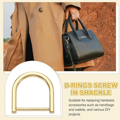 PATIKIL 1 Inch D-Rings Screw in Shackle, 4 Pcs Horseshoe Clasp U Shape D Rings with Screwdriver for Purse Keychain Strap Buckle DIY Leather Craft, Light Gold in Saudi Arabia