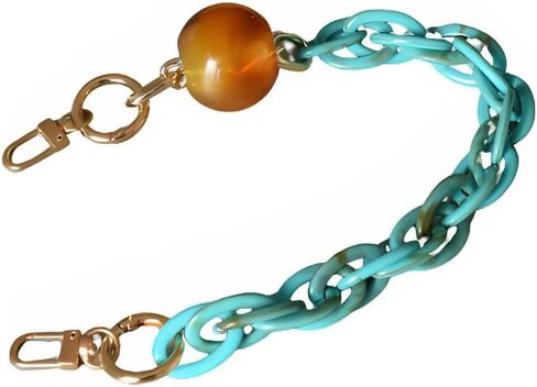 MAHAVIMOKSA 1 Pack 40cm/15.8 Inches Acrylic Purse Chain Purse Shoulder Strap Replacement Strap with Push Clasp Clip Buckle for DIY Craft Purse Bag Making (Turquoise Green) in Saudi Arabia