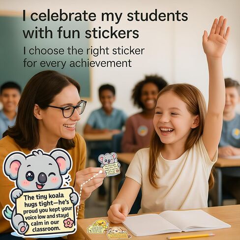 Large Kawaii Animal Motivational Stickers Pack 100 PCS – Big Classroom Reward Stickers for Kids Teens Teachers – 4 Themed Sets: Behavior, Growth, Achievement, Encouragement-1 in Saudi Arabia