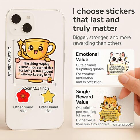 Large Kawaii Animal Motivational Stickers Pack 100 PCS – Big Classroom Reward Stickers for Kids Teens Teachers – 4 Themed Sets: Behavior, Growth, Achievement, Encouragement-1 in Saudi Arabia