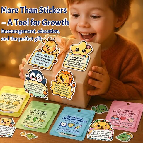 Large Kawaii Animal Motivational Stickers Pack 100 PCS – Big Classroom Reward Stickers for Kids Teens Teachers – 4 Themed Sets: Behavior, Growth, Achievement, Encouragement-1 in Saudi Arabia