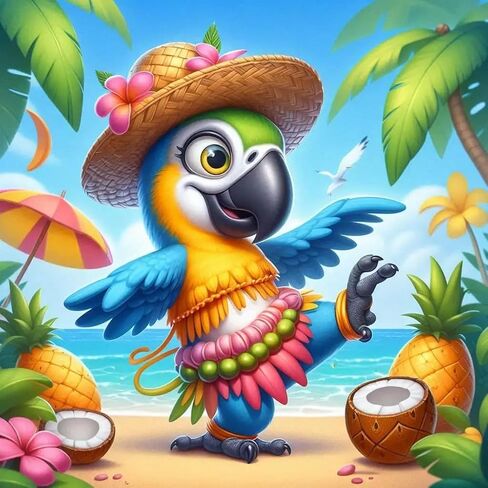 Cartoon Parrot Diamond Art Kits for Adults, Seaside Diamond Painting Kit Adults for Beginners, Round 5D DIY Dimond art,Full Drill Painting Kit Art and Crafts for Adults Home Wall Decor【13.8x13.8inch】 in Saudi Arabia