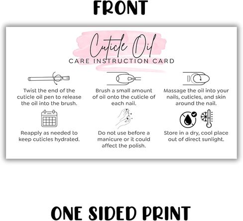 Cuticle Oil Care Instruction Cards 50pk 2x3.5" Nail Homemade Business Reorder Empty Bulk Pen Manicure Packaging Inserts Salon Owner Aftercare in Saudi Arabia