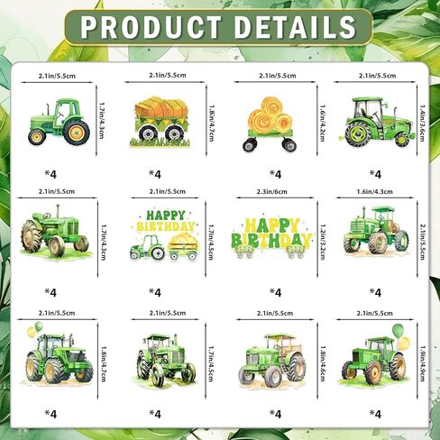 Tractor Birthday Decorations Cupcake Toppers: 48 Pcs Tractor Cupcake Toppers Tractor Birthday Cake Decorations Farm Truck Party Decorations in Saudi Arabia