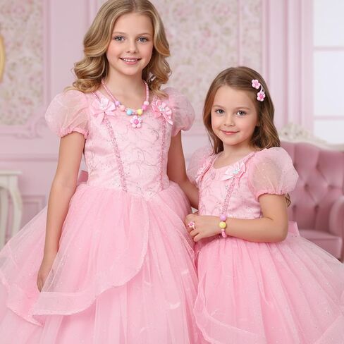 Toddler Jewelry, Pink Play Jewelry Costume for 2-3, Includes Pink Beaded Necklace Bracelet Hair Clips Rings for Toddler Princess Dress-up in Saudi Arabia