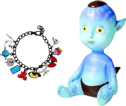 Avatar Plush Toy and Cosplay Enamel Charm Bracelet for Fans, Avatar Na'vi Anime Accessories, Themed Jewelry and Baby Doll Toys Christmas Birthday Gift for Kids Women in Kuwait