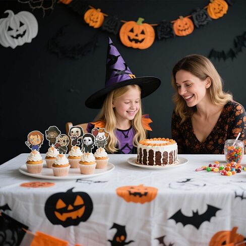 36Pcs Horror Movie Cupcake Toppers, Classic Horror Movie Character Cupcake Picks for Scary Movies Theme Birthday, Halloween Birthday Party Supplies Cake Decorations in Saudi Arabia