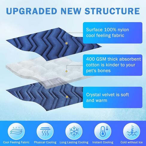 SCENEREAL Dog Cooling Mat for Crate, Thicken Self-Cooling Dog Pad Reversible (Cool & Warm), 48"x28" Pet Cool Bed for M Large XL Dogs,Kennel Sofa Mats Machine Washable, Durable Non-Toxic Gel, Outdoor in Kuwait
