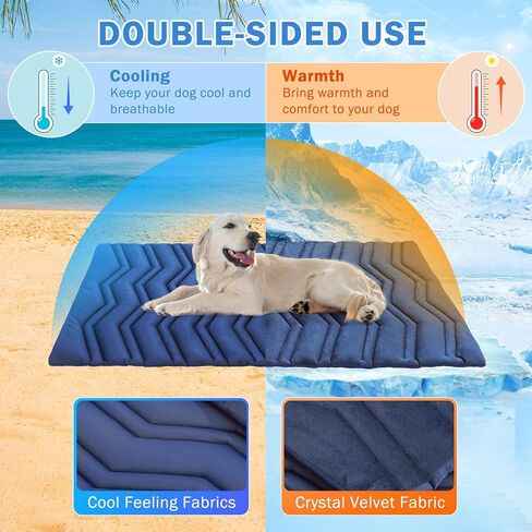 SCENEREAL Dog Cooling Mat for Crate, Thicken Self-Cooling Dog Pad Reversible (Cool & Warm), 48"x28" Pet Cool Bed for M Large XL Dogs,Kennel Sofa Mats Machine Washable, Durable Non-Toxic Gel, Outdoor in Kuwait