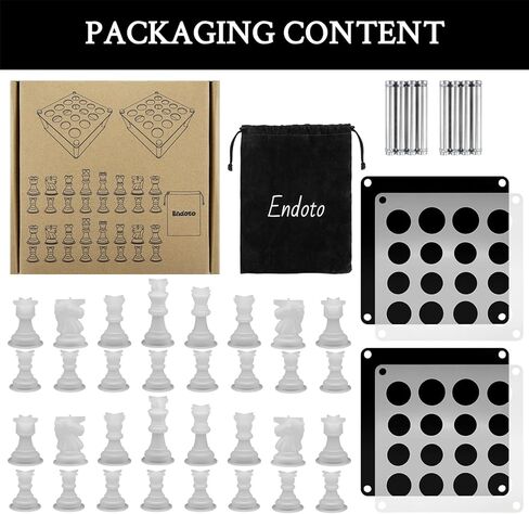 Resin Chess 32 Pieces Mold Set with 2 Pack Chess Piece Holder, 32 Pieces Full Size 3D Silicone Chess Molds Kit for Epoxy Resin Casting, Family Party Board Games and Home Decoration in Saudi Arabia