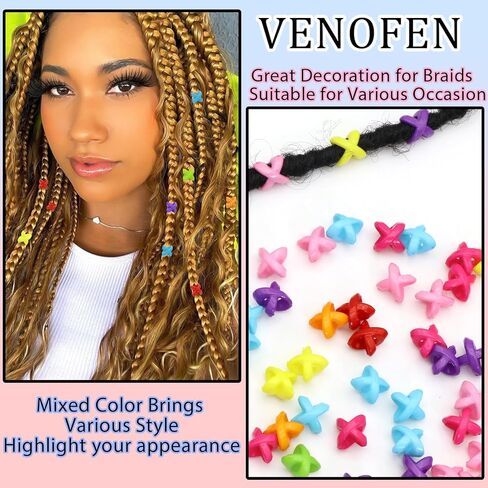 VENOFEN 50PCS Hair Beads for Braids - Candy Color Loc Dreadlock and Hair Jewelry Accessories for Kids and Women in Saudi Arabia