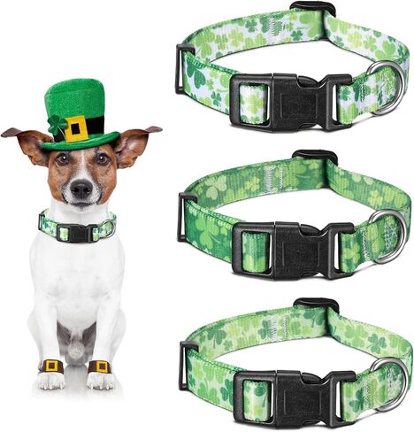 3 Pieces St. Patrick's Day Dog Collars Adjustable Collars for Dogs Dog Collars for Holiday Pet Supplies (Fresh Color,Shamrock Pattern) in Saudi Arabia