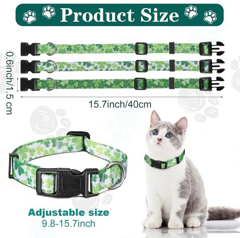 3 Pieces St. Patrick's Day Dog Collars Adjustable Collars for Dogs Dog Collars for Holiday Pet Supplies (Fresh Color,Shamrock Pattern) in Saudi Arabia