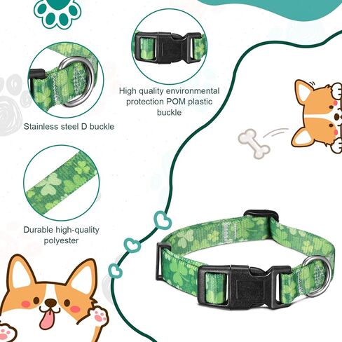 3 Pieces St. Patrick's Day Dog Collars Adjustable Collars for Dogs Dog Collars for Holiday Pet Supplies (Fresh Color,Shamrock Pattern) in Saudi Arabia