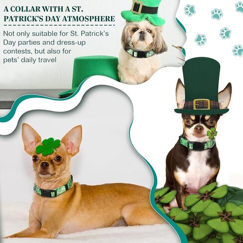 3 Pieces St. Patrick's Day Dog Collars Adjustable Collars for Dogs Dog Collars for Holiday Pet Supplies (Fresh Color,Shamrock Pattern) in Saudi Arabia