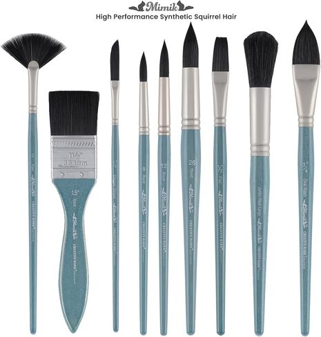 Creative Mark Mimik Professional Watercolor Brushes - Filbert Set of 3 - Synthetic Squirrel Hair - Natural Bristle Artist Brushes for Watercolors, Gouache & Acrylics in Saudi Arabia