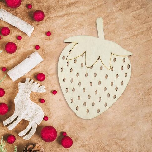30 Pack 4 Inch Wood Strawberry Cutouts Unfinished Wood Strawberry Crafts Wooden Strawberry Hanging Ornaments DIY Strawberry Craft Gift Tags for Home Party Decoration in Saudi Arabia