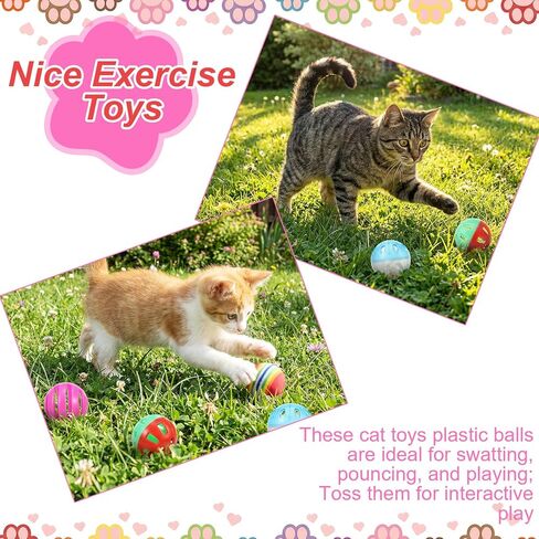 MAQUITA 100 Pcs Cat Jingle Balls Toys Bulk, Plastic Small Crinkle Ball Assorted Cat Balls with Bell for Kitten Chase Pounce Rattle Play Toys (Multicolor) in Saudi Arabia