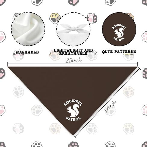 Squirrel Patrol Dog Bandana, Funny Cute Pet Scarf, Funny Squirrel Theme Dog Scarf, Adjustable Comfortable Triangle Pet Bandana for Small Medium Dogs in Kuwait