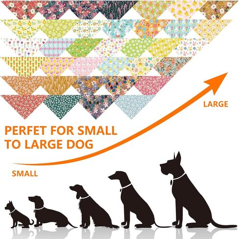 Whaline 36Pcs Spring Dog Bandana Triangle Pet Scarf Adjustable Puppy Neckerchief Colorful Easter Egg Floral Bunny Rabbit Flower Dog Bib for Medium Large Cat Costume Accessories in Saudi Arabia