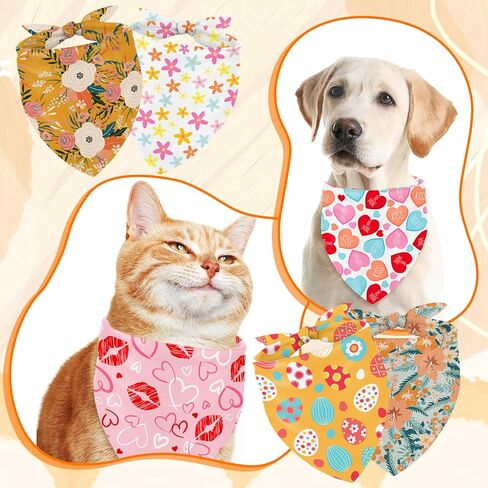 Whaline 36Pcs Spring Dog Bandana Triangle Pet Scarf Adjustable Puppy Neckerchief Colorful Easter Egg Floral Bunny Rabbit Flower Dog Bib for Medium Large Cat Costume Accessories in Saudi Arabia