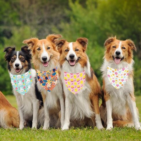 Whaline 36Pcs Spring Dog Bandana Triangle Pet Scarf Adjustable Puppy Neckerchief Colorful Easter Egg Floral Bunny Rabbit Flower Dog Bib for Medium Large Cat Costume Accessories in Saudi Arabia