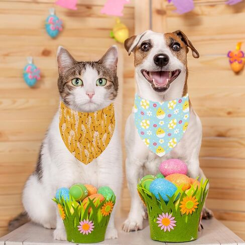 Whaline 36Pcs Spring Dog Bandana Triangle Pet Scarf Adjustable Puppy Neckerchief Colorful Easter Egg Floral Bunny Rabbit Flower Dog Bib for Medium Large Cat Costume Accessories in Saudi Arabia