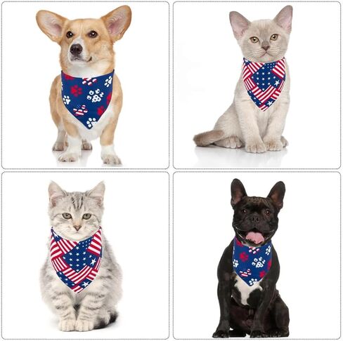 GeRRiT 2 Pack 4th of July Dog Bandanas, American Independence Flag Dog Bandana, Holiday Festival Accessories for Small, Medium, Large Dogs and Cats, Blue1 in Saudi Arabia