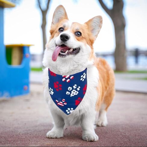GeRRiT 2 Pack 4th of July Dog Bandanas, American Independence Flag Dog Bandana, Holiday Festival Accessories for Small, Medium, Large Dogs and Cats, Blue1 in Saudi Arabia