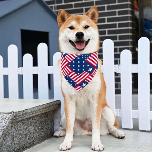 GeRRiT 2 Pack 4th of July Dog Bandanas, American Independence Flag Dog Bandana, Holiday Festival Accessories for Small, Medium, Large Dogs and Cats, Blue1 in Saudi Arabia