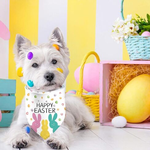 Easter Dog Bandanas, Reversible Hello Pepes Easter Eggs Pet Scarf 2 Pack, Happy Easter Puppy Dual-Layer Dog Kerchief in Saudi Arabia