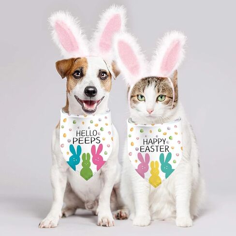 Easter Dog Bandanas, Reversible Hello Pepes Easter Eggs Pet Scarf 2 Pack, Happy Easter Puppy Dual-Layer Dog Kerchief in Saudi Arabia