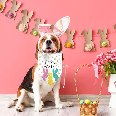 Easter Dog Bandanas, Reversible Hello Pepes Easter Eggs Pet Scarf 2 Pack, Happy Easter Puppy Dual-Layer Dog Kerchief in Saudi Arabia