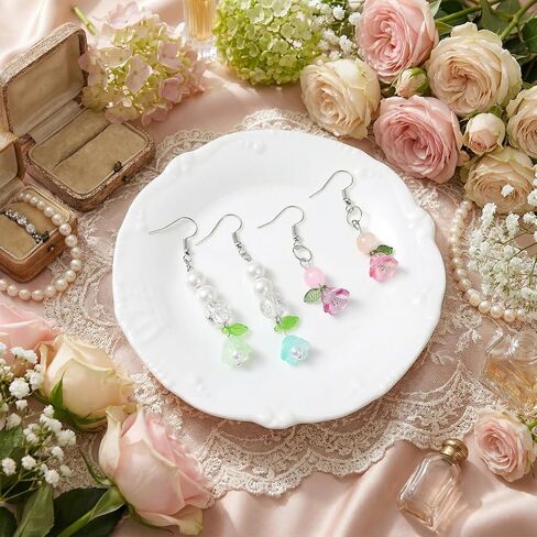150 PCS Making Mixed Color Trumpet Flowers Bead Glass Lily Bell Flower Beads, Bulk Bell Flower Spacer Bead Gradient Clear Cute Beads Charms for Bracelets, Necklaces Jewelry Making in Saudi Arabia