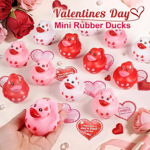 24 Pack Valentines Day Rubber Ducks, Bulk Heart Themed Duckies for Classroom Exchange Gifts, School Prizes & Party Favors | Cute Valentines Giveaways for Kids, Jeep Ducking & Handouts in Saudi Arabia