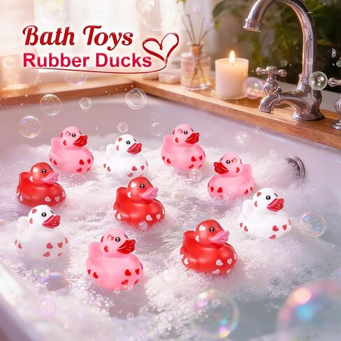24 Pack Valentines Day Rubber Ducks, Bulk Heart Themed Duckies for Classroom Exchange Gifts, School Prizes & Party Favors | Cute Valentines Giveaways for Kids, Jeep Ducking & Handouts in Saudi Arabia