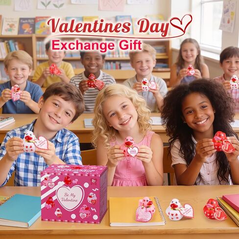 24 Pack Valentines Day Rubber Ducks, Bulk Heart Themed Duckies for Classroom Exchange Gifts, School Prizes & Party Favors | Cute Valentines Giveaways for Kids, Jeep Ducking & Handouts in Saudi Arabia
