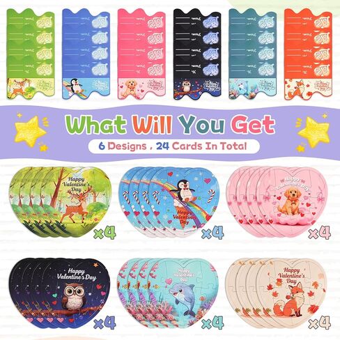 24 Packs Valentines Cards for Kids Classroom with Heart Jigsaw Puzzle Set,Valentines Day Gifts for Kids School,Classroom Must Haves Exchange Prizes Valentines Party Favors for Him Her Boys and Girls in Saudi Arabia
