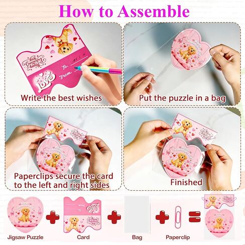 24 Packs Valentines Cards for Kids Classroom with Heart Jigsaw Puzzle Set,Valentines Day Gifts for Kids School,Classroom Must Haves Exchange Prizes Valentines Party Favors for Him Her Boys and Girls in Saudi Arabia