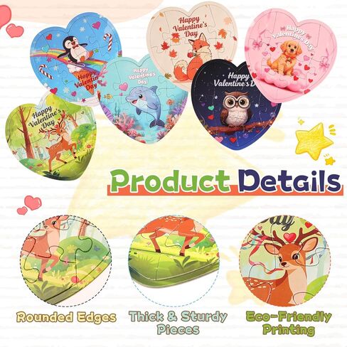 24 Packs Valentines Cards for Kids Classroom with Heart Jigsaw Puzzle Set,Valentines Day Gifts for Kids School,Classroom Must Haves Exchange Prizes Valentines Party Favors for Him Her Boys and Girls in Saudi Arabia